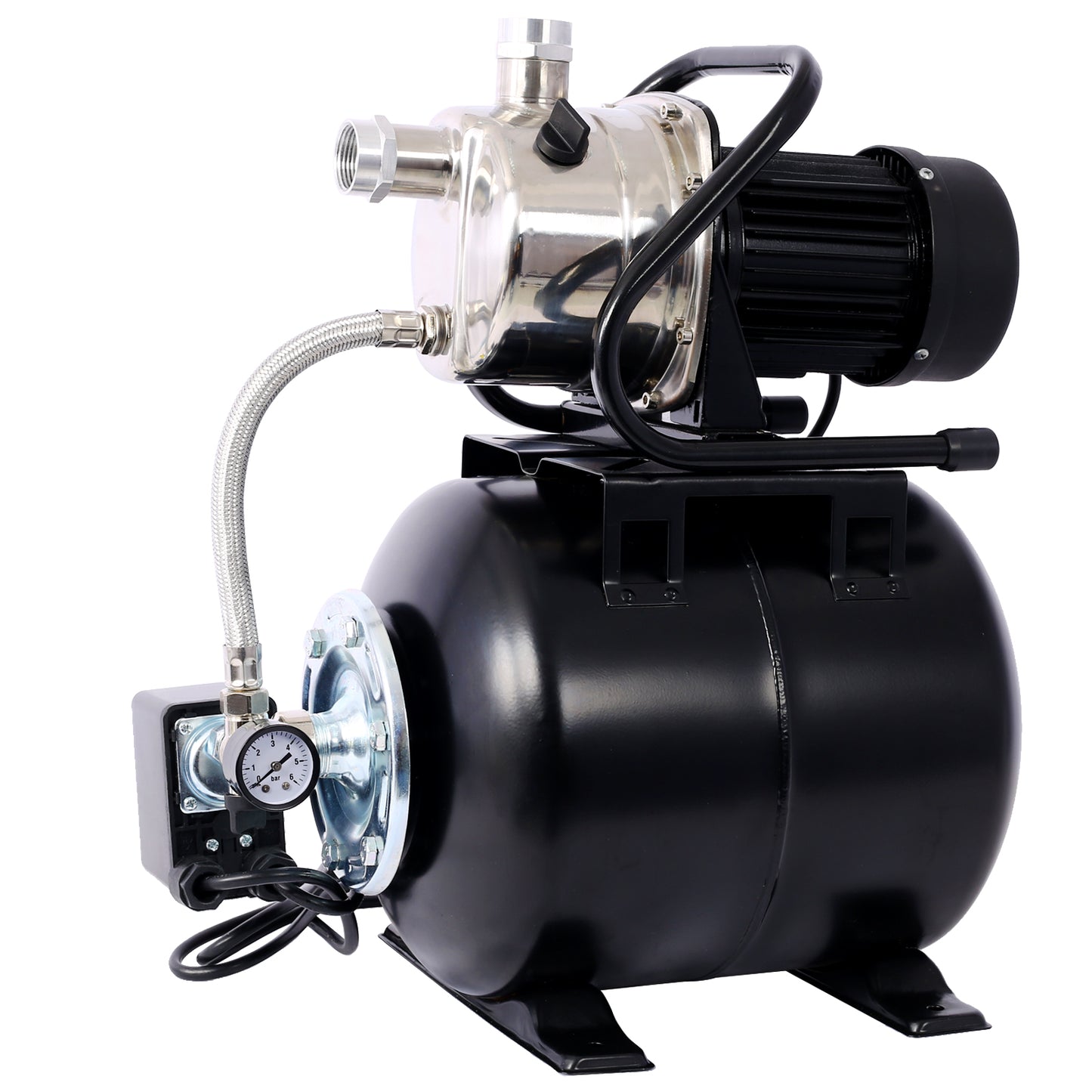 1.6HP Shallow Well Pump with Pressure Tank,garden water pump, Irrigation Pump,Automatic Water Booster Pump for Home Garden Lawn Farm, stainless steel head