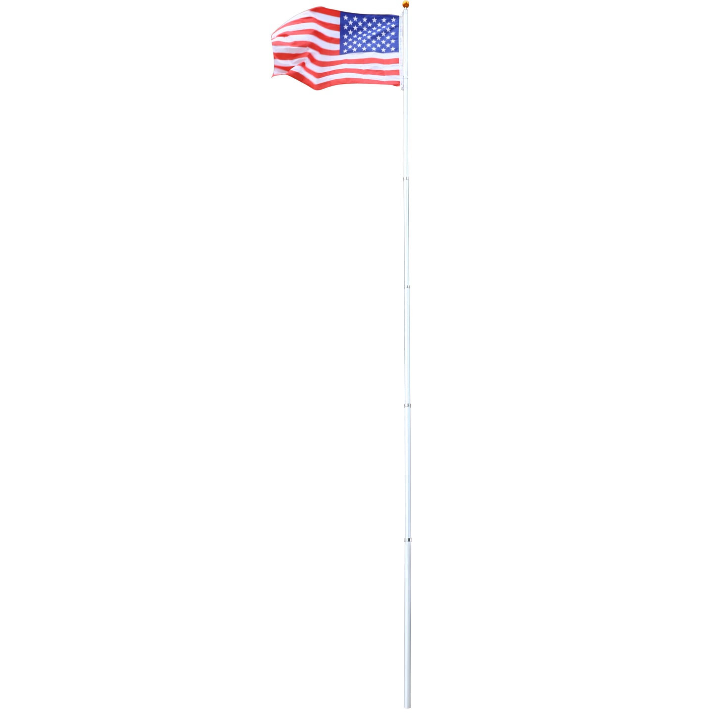 25FT Telescopic Flag Pole Kit, Sectional Flag Pole Kit, Extra Thick Heavy Duty Aluminum Flagpole, Outdoor Inground Flag Poles with Topper Balls for Yard, Residential or Commercial