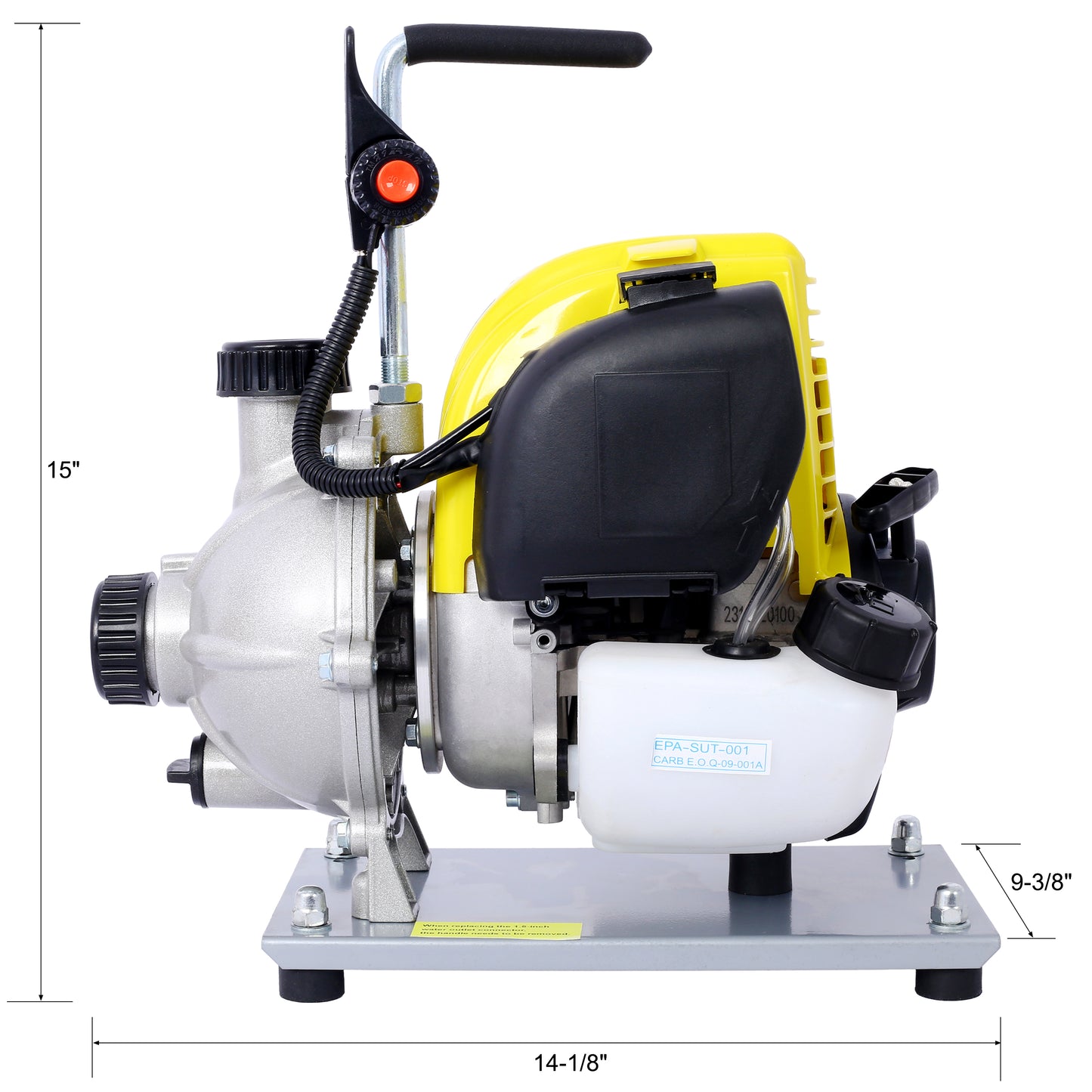 38CC 4 Stroke Gasoline Water Pump 1.5Inch Portable Gas Powered Transfer Pump Commercial Engine Water Pump for Flood Landscaping or Gardening Irrigation 8500r/min,10FT x 1"Suction 1.5" lay flat hose