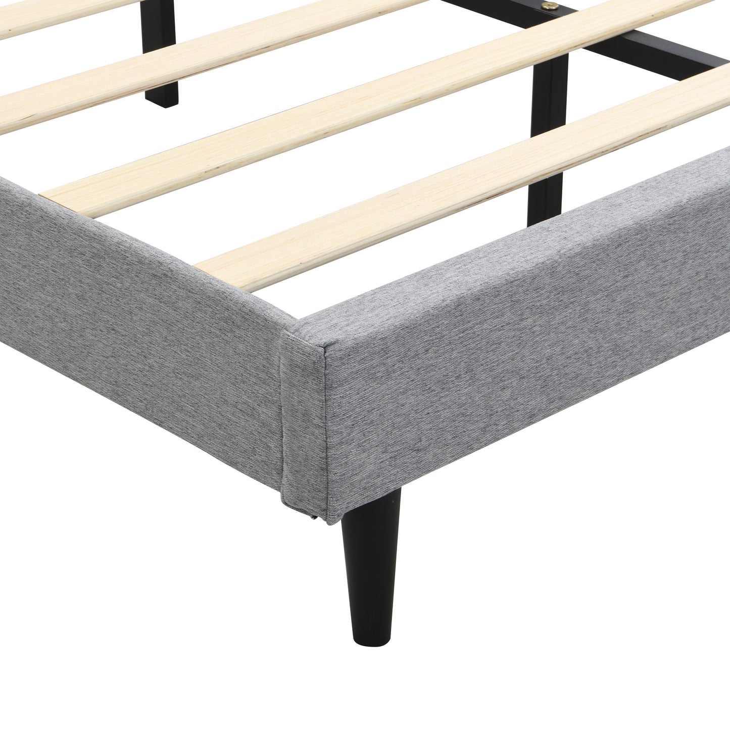 Queen-Size Upholstered Platform Bed Frame with a Modern Button-Tufted Linen Fabric Headboard,USB Ports,Convenient Charging Station,two side-mounted pockets,not require a box spring,Light Grey