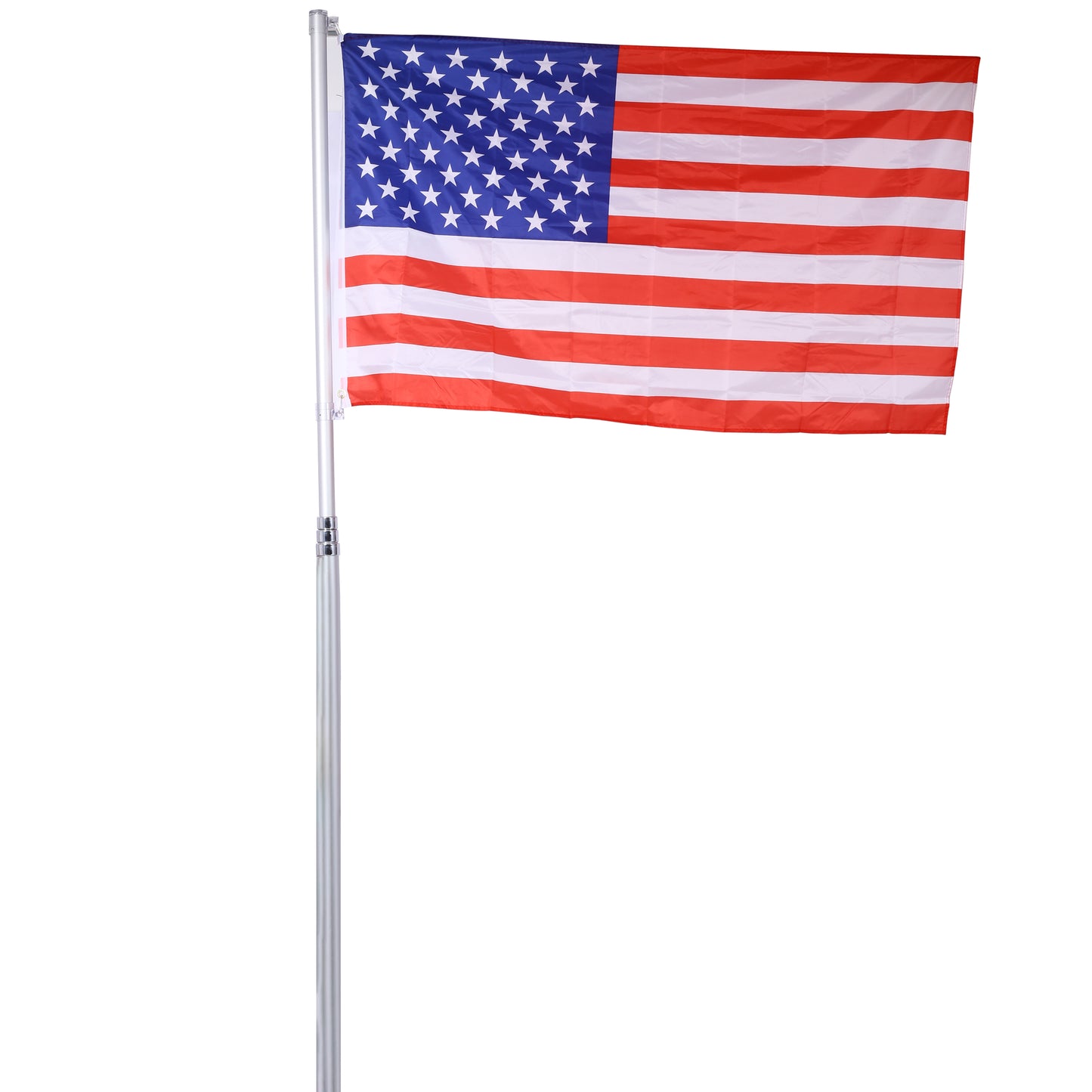 25FT Telescopic Flag Pole Kit, Sectional Flag Pole Kit, Extra Thick Heavy Duty Aluminum Flagpole, Outdoor Inground Flag Poles with Topper Balls for Yard, Residential or Commercial