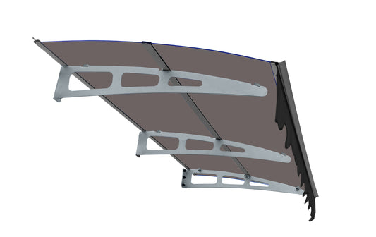 79" x 34" Window Awnings Door Entrance Canopy, Aluminum Alloy Bracket, 0.137 Inch Thick Crystal Solid Polycarbonate Sheet with Valance for Masonry Concrete House (DA7934C Series Brown Roof)