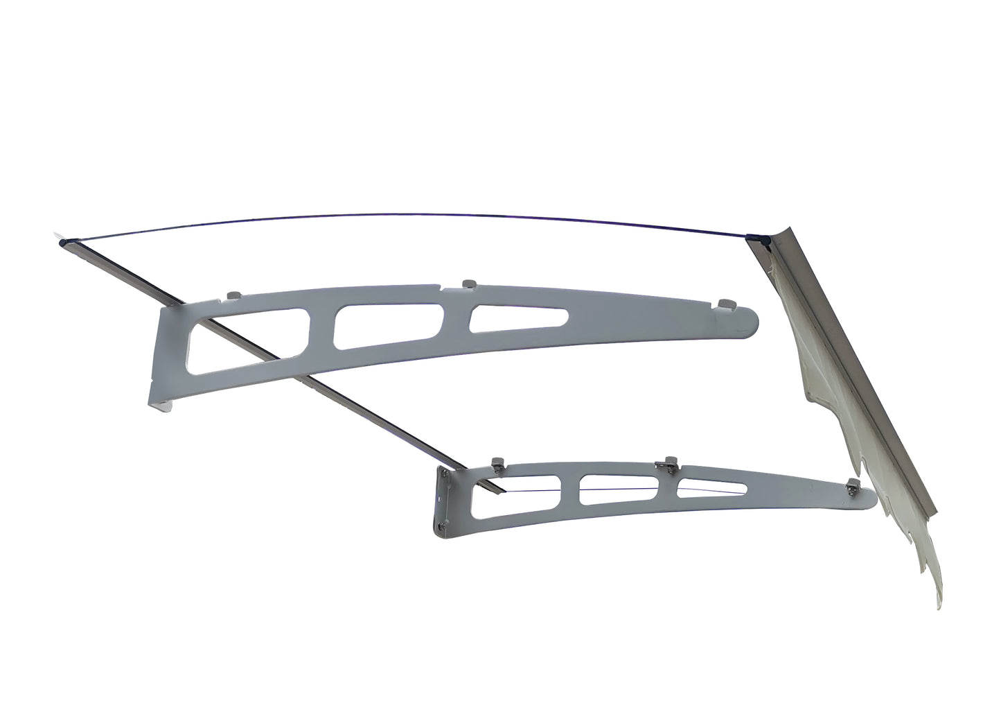 DA4734W Series Door Window Awning Made of 0.137 Inch Thick Crystal Solid Polycarbonate Sheet and Aluminum Alloy with Valance in size of 47" Wide x 34" Deep for Wooden Wall House