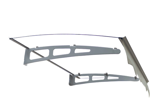 DA4734W Series Door Window Awning Made of 0.137 Inch Thick Crystal Solid Polycarbonate Sheet and Aluminum Alloy with Valance in size of 47" Wide x 34" Deep for Wooden Wall House