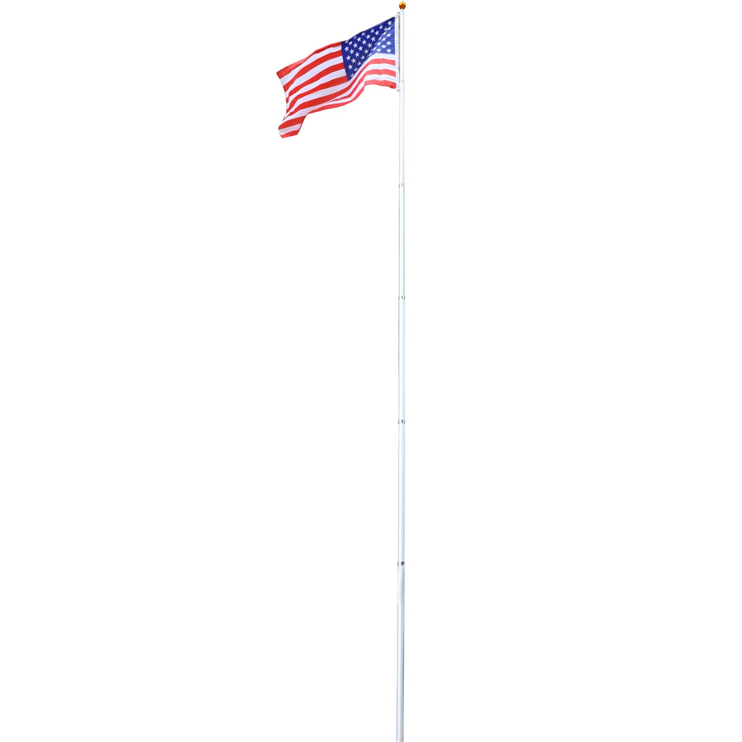 25FT Telescopic Flag Pole Kit, Sectional Flag Pole Kit, Extra Thick Heavy Duty Aluminum Flagpole, Outdoor Inground Flag Poles with Topper Balls for Yard, Residential or Commercial