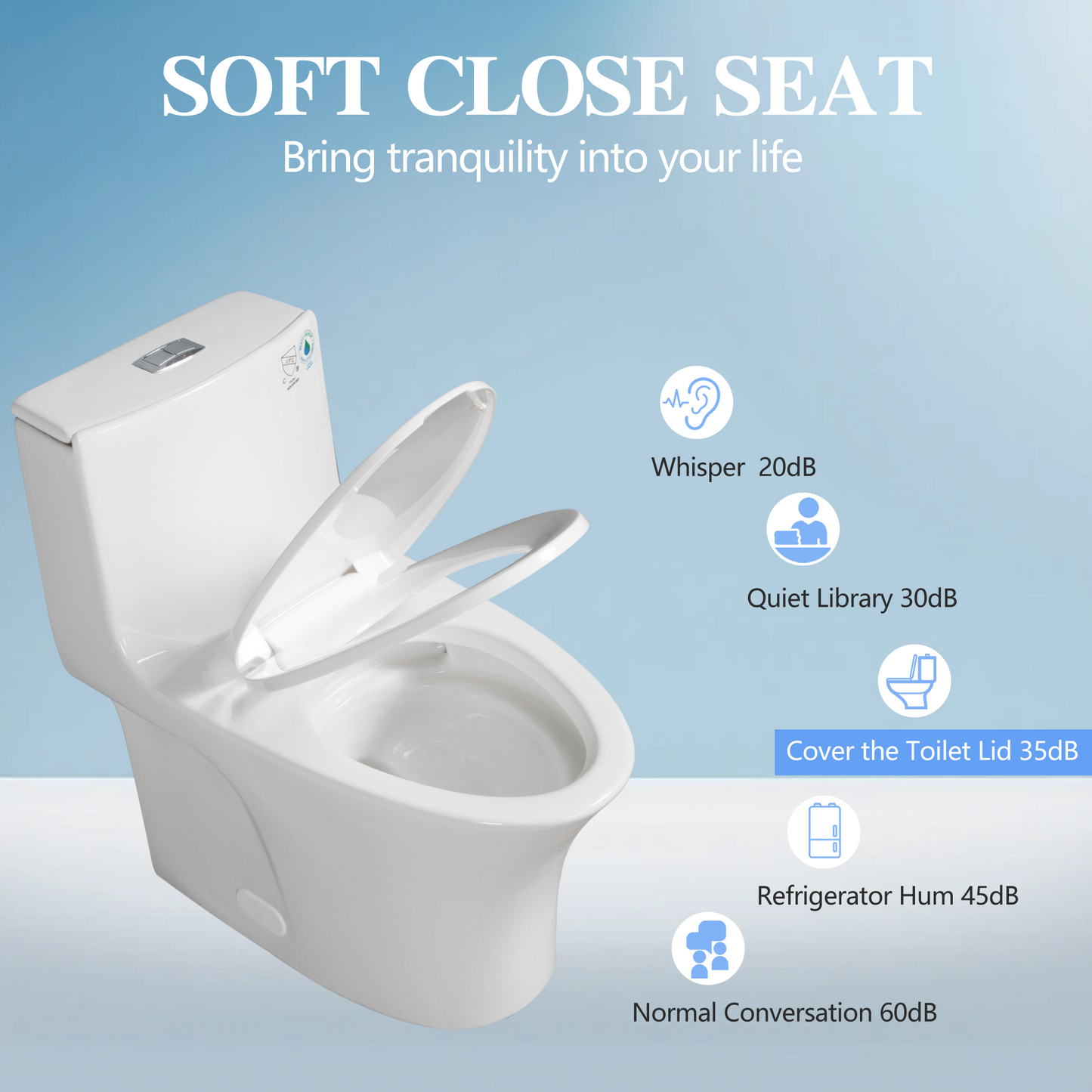 1.1/1.60 GPF Dual-Flush One Piece Toilet, Water-Saving Elongated Comfort Height Floor Mounted, Soft Closing Seat, 1000 Gram Map Flushing Score Toilet, Glossy White 23T02-GW