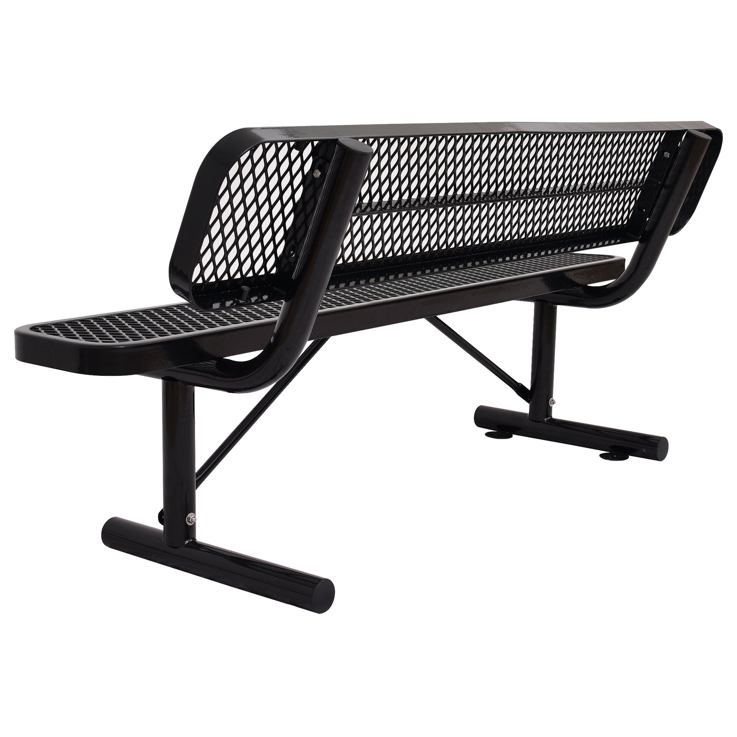 6 ft. Outdoor Steel Bench with Backrest BLACK