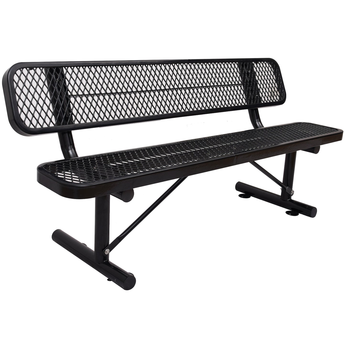 6 ft. Outdoor Steel Bench with Backrest BLACK