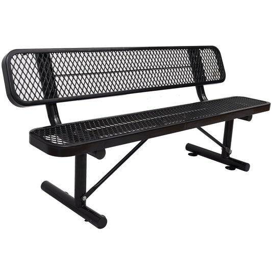 6 ft. Outdoor Steel Bench with Backrest BLACK