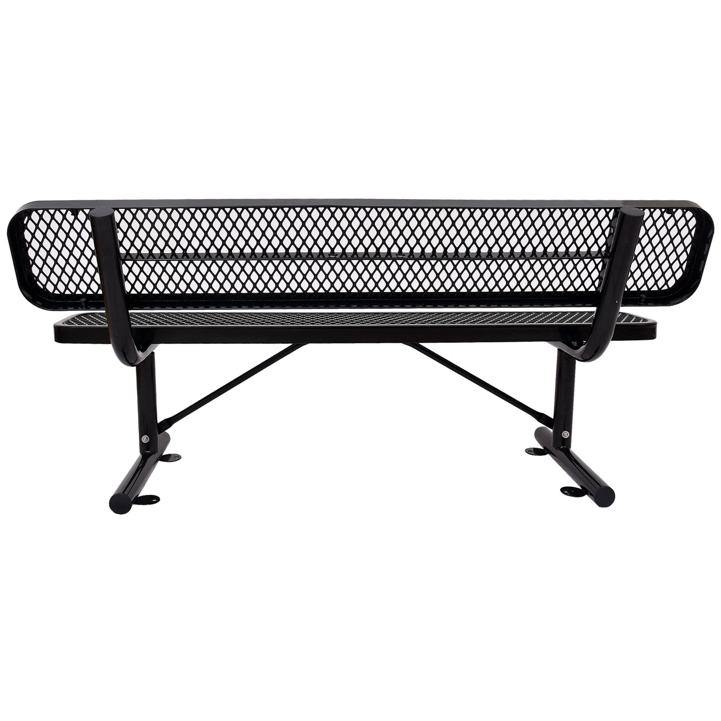 6 ft. Outdoor Steel Bench with Backrest BLACK