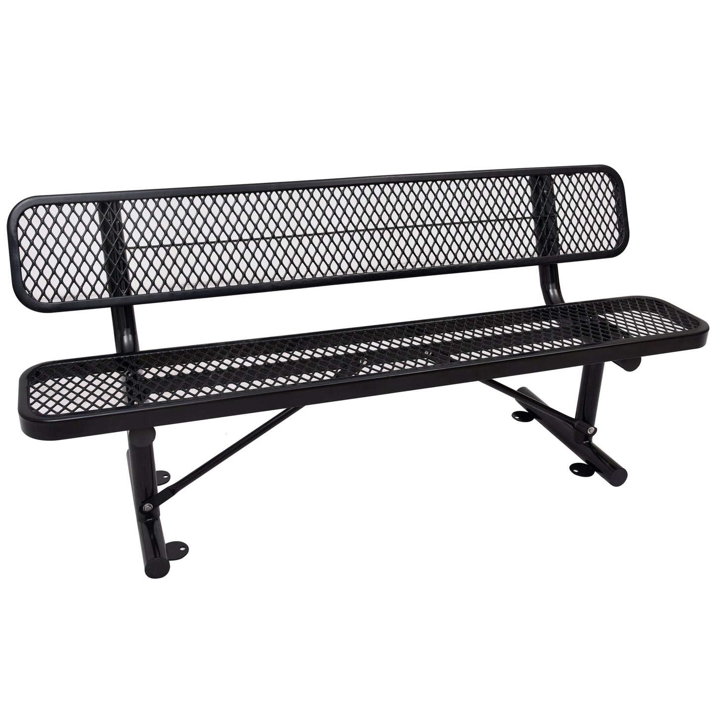 6 ft. Outdoor Steel Bench with Backrest BLACK
