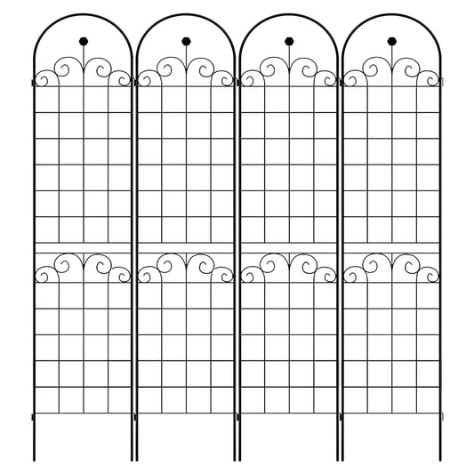 2 Pack Metal Garden Trellis for Climbing Plants Outdoor 86.7'' x 19.7'' Rustproof Plant Support Rose Trellis Netting Trellis Black