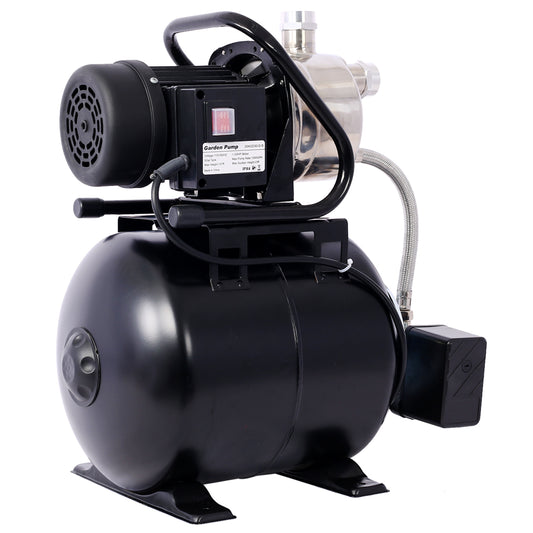 1.6HP Shallow Well Pump with Pressure Tank,garden water pump, Irrigation Pump,Automatic Water Booster Pump for Home Garden Lawn Farm, stainless steel head