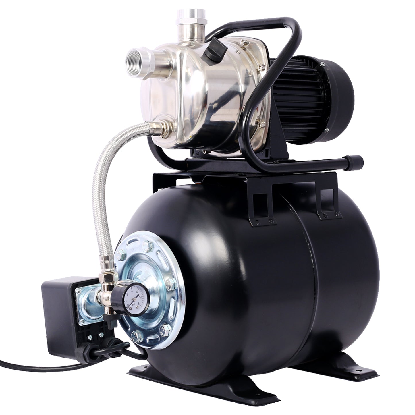 1.6HP Shallow Well Pump with Pressure Tank,garden water pump, Irrigation Pump,Automatic Water Booster Pump for Home Garden Lawn Farm, stainless steel head