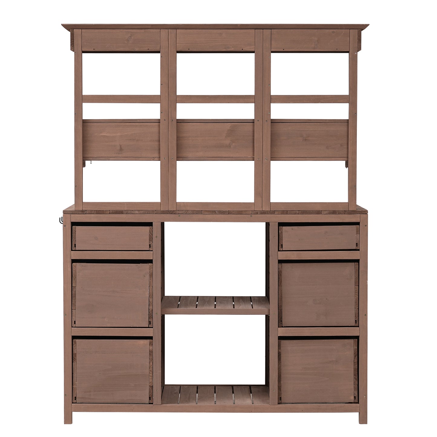 TOPMAX Garden Potting Bench Table, Rustic and Sleek Design with Multiple Drawers and Shelves for Storage, Brown