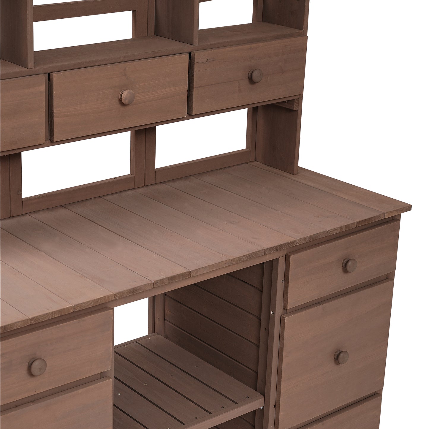 TOPMAX Garden Potting Bench Table, Rustic and Sleek Design with Multiple Drawers and Shelves for Storage, Brown