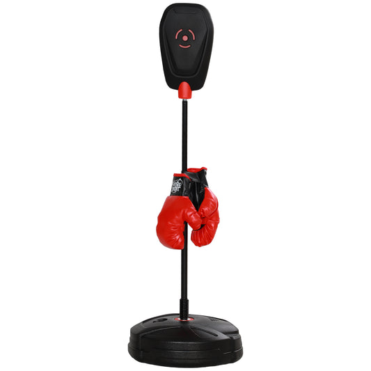 Qaba Punching Bag for Kids, Punching Bag with Stand, Boxing Gloves for 5-10 Year Old, Adjustable Kids Boxing Bag, Children Boxing Set, Sports Toy for Boys & Girls, Black