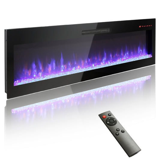 50 Inch Electric Fireplace, Recessed and Wall Mounted Fireplace