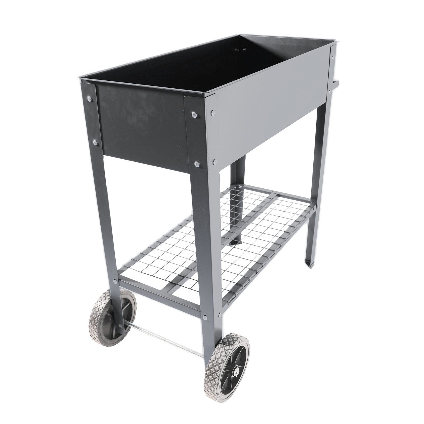Mobile Metal Raised Garden Bed Cart with Legs, Elevated Tall Planter Box with Wheels for Outdoor Indoors House Patio Backyard Vegetables Tomato DIY Herb Grow (Dark gray)