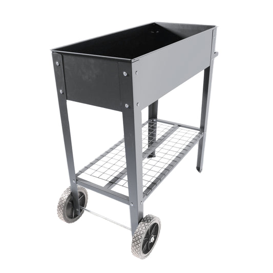 Mobile Metal Raised Garden Bed Cart with Legs, Elevated Tall Planter Box with Wheels for Outdoor Indoors House Patio Backyard Vegetables Tomato DIY Herb Grow (Dark gray)