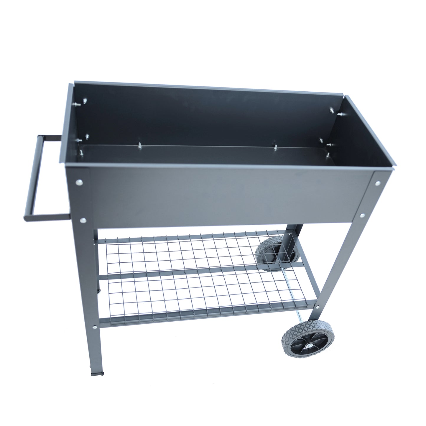Mobile Metal Raised Garden Bed Cart with Legs, Elevated Tall Planter Box with Wheels for Outdoor Indoors House Patio Backyard Vegetables Tomato DIY Herb Grow (Dark gray)
