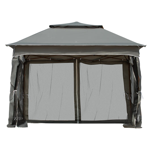 Outsunny 11' x 11' Pop Up Canopy, Outdoor Patio Gazebo Shelter with Removable Zipper Netting, Instant Event Tent w/ 114 Square Feet of Shade and Carry Bag for Backyard, Garden, Dark Gray