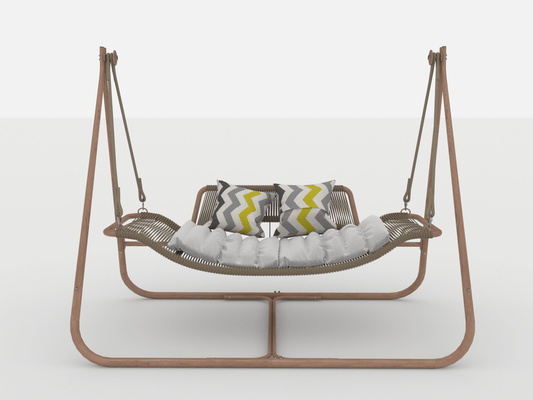 Hammock Swing Chair with Stand for Indoor,Outdoor, Anti-Rust Wood-Colored Frame 570 lbs Capacity with Cushion Oversized Double Hammock Chair for Patio Balcony Bedroom Ban on Amazon