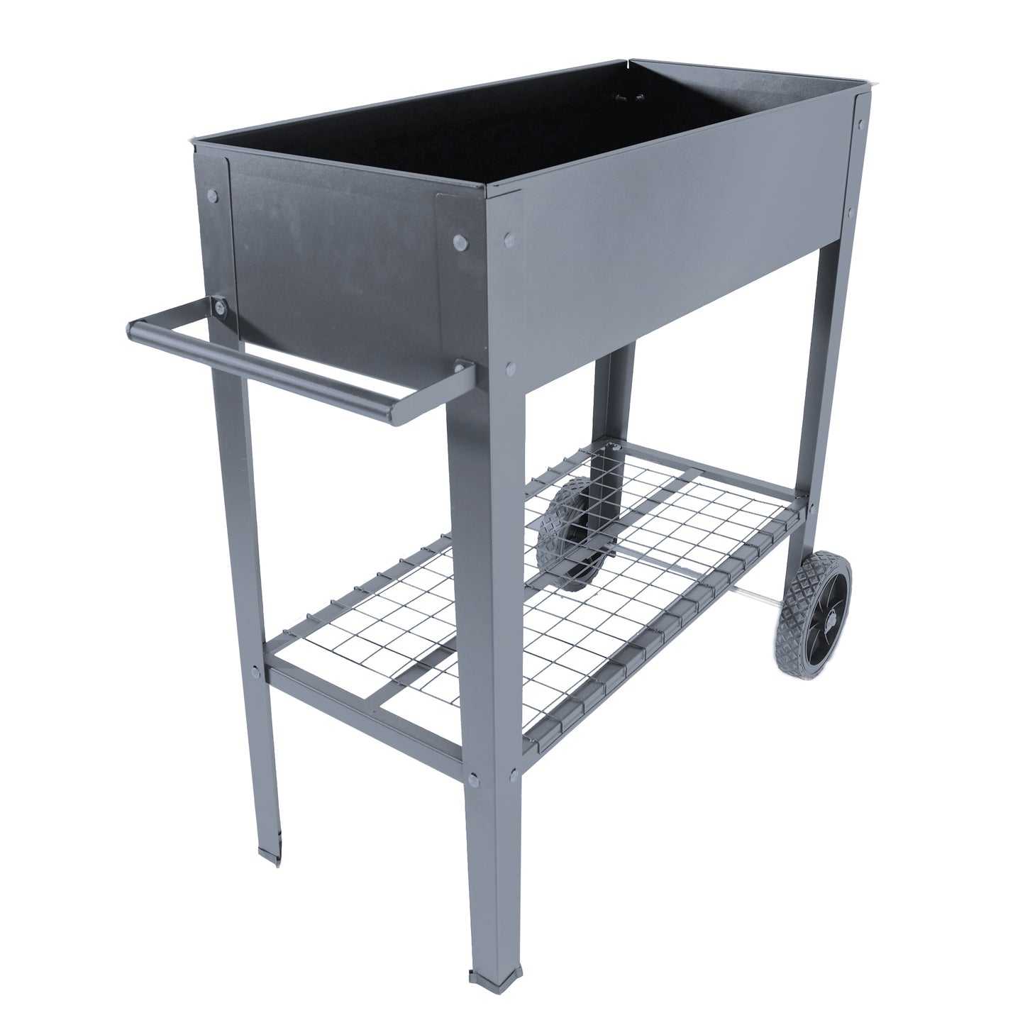 Mobile Metal Raised Garden Bed Cart with Legs, Elevated Tall Planter Box with Wheels for Outdoor Indoors House Patio Backyard Vegetables Tomato DIY Herb Grow (Dark gray)