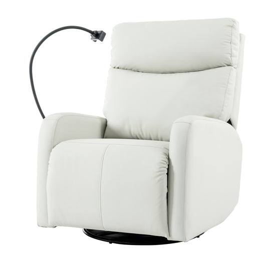 270° Power Swivel Rocker Recliner Chair, Electric Glider Reclining Sofa with USB Ports, Power Swivel Glider, Rocking Chair Nursery Recliners for Living Room Bedroom(Light Gray+270° Swivel)