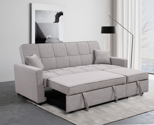 83" Oversized Upholstered Sofa Bed W/Pull Out Couch Bed & Adjustable Backrest,3 Seaters Sofa & Couch Convertible Sleep Sofabed for Home Apartment Living Room,Light Gray
