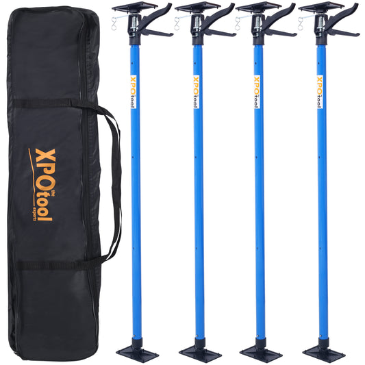 4 Pack Adjustable Support Pole,Steel 3rd Hand Support System,Support Rod for Jacks Cargo Bars Drywalls,Cabinet Jacks for Installing Cabinets,Extends from 45 to 114 Inch ,with carry bag
