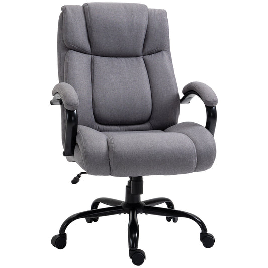High Back Big and Tall Executive Office Chair 484lbs with Wide Seat, Computer Desk Chair with Linen Fabric, Adjustable Height, Swivel Wheels, Light Grey