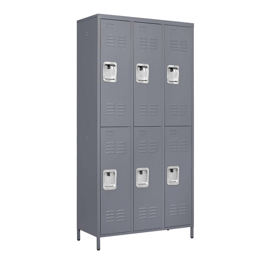 6 Door 72"H Metal Lockers With Lock for Employees,Storage Locker Cabinet  for Home Gym Office School Garage,Gray