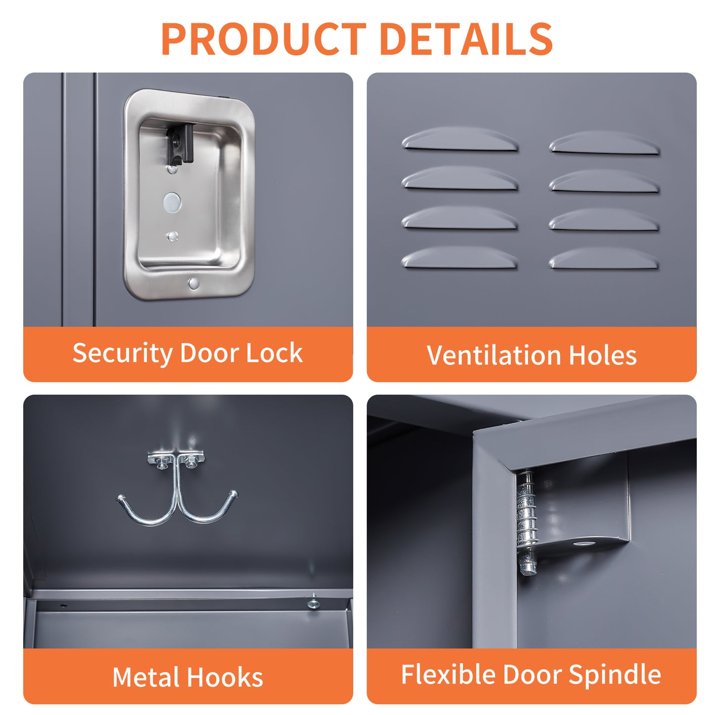 6 Door 72"H Metal Lockers With Lock for Employees,Storage Locker Cabinet  for Home Gym Office School Garage,Gray