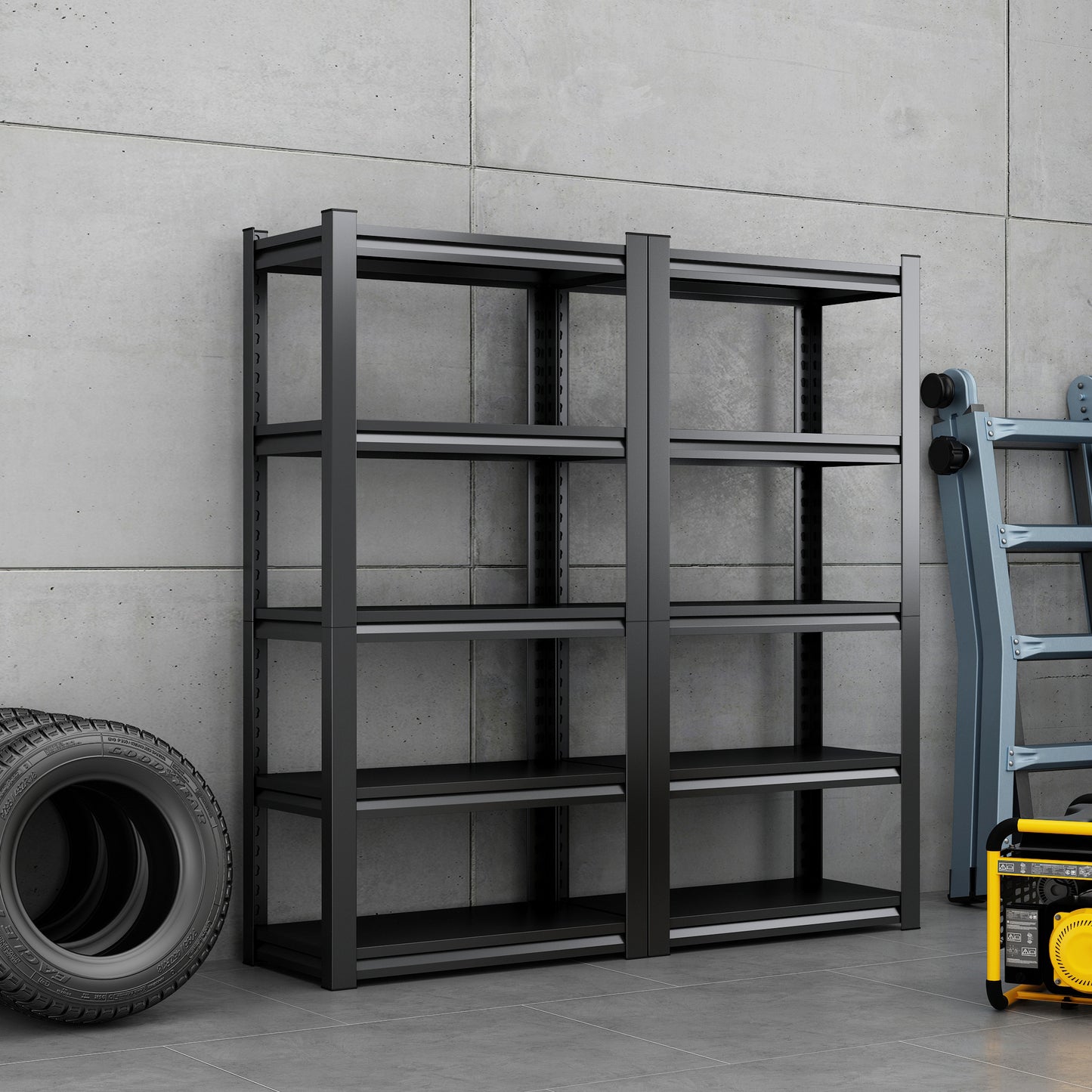 63"H 5 Tier Metal Shelves for Storage Garage Shelving 2000LBS Heavy Duty Storage Shelves Adjustable Garage Shelf Industrial Shelving Unit Storage Utility Rack,31.5"W*15.7"D*63"H,Black