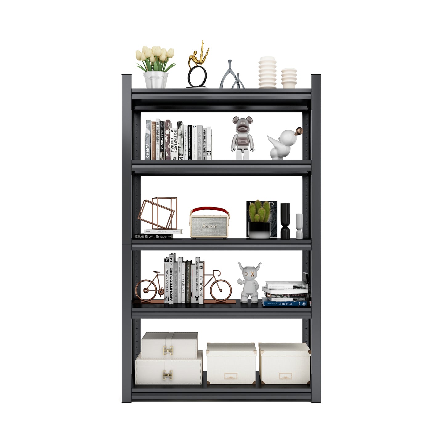 63"H 5 Tier Metal Shelves for Storage Garage Shelving 2000LBS Heavy Duty Storage Shelves Adjustable Garage Shelf Industrial Shelving Unit Storage Utility Rack,31.5"W*15.7"D*63"H,Black