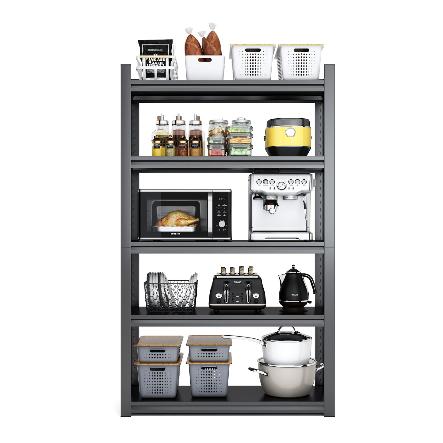 63"H 5 Tier Metal Shelves for Storage Garage Shelving 2000LBS Heavy Duty Storage Shelves Adjustable Garage Shelf Industrial Shelving Unit Storage Utility Rack,31.5"W*15.7"D*63"H,Black