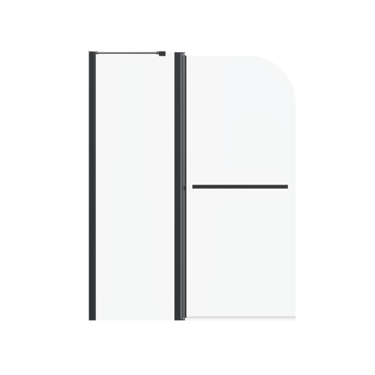 43 in. W * 58 in. H Frameless Folding Shower Doors for Bathtub, 1/4" (6mm) Thick SGCC Tempered Glass Door, Bathroom Pivot Tub Glass Door,  Matte Black
