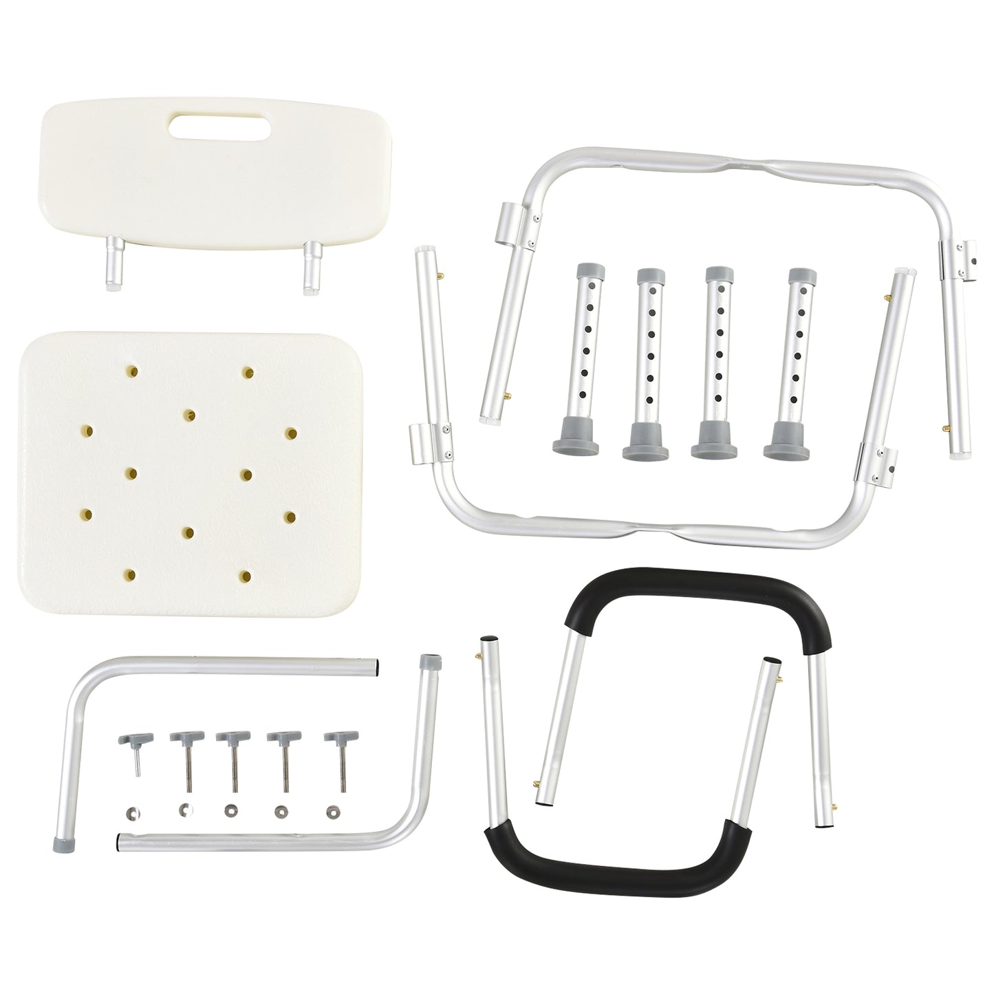 HOMCOM Shower Chair, Mobility Medical Grade Bath Chair, Adjustable Shower Bench with Removable Armrests for Seniors, Handicap, Disabled