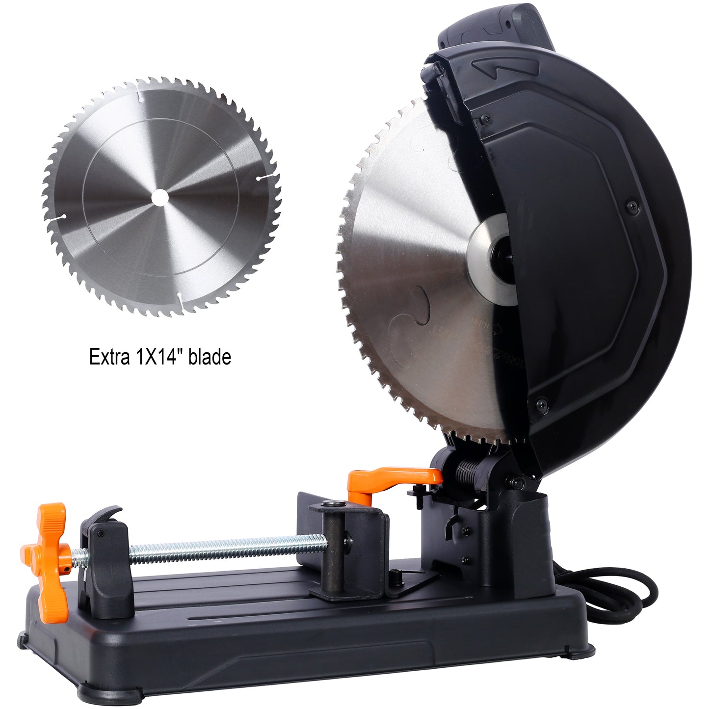 15-Amp Heavy Duty 14 Inch Metal Cutting Chop Saw W/ 2x14 Inch Carbide-Tipped Blade Premium Multi-Material Cut-Off Chop Saw with Carbide-Tipped Metal-Cutting Saw Blade,ETL certificate.