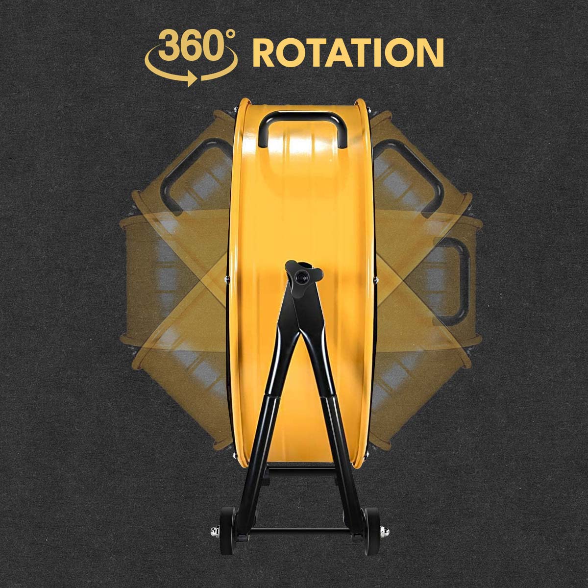 30 in. 3 Speed Yellow Heavy Duty Metal Industrial Drum Fan, Air Circulation