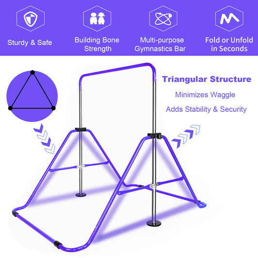 Purple Multi-Functional Adjustable Height Children's Horizontal Gymnastic Bar With Bear Rings