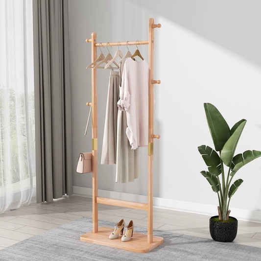 Coat Racks solid wood hanger 23.6* 11*64.1in Solid environmental protection easy to assemble beautiful can be placed in the bedroom/entrance/living room (Burly wood)