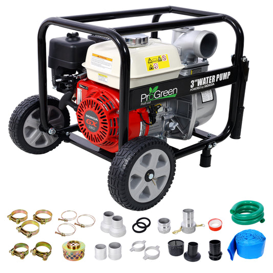 Water Pump 3"  264Gpm ,163cc Honda GX160 Engine, 3IN NPT COUPLER ,WITH ACCESSORIES KIT AND HANDLE WHEEL KIT