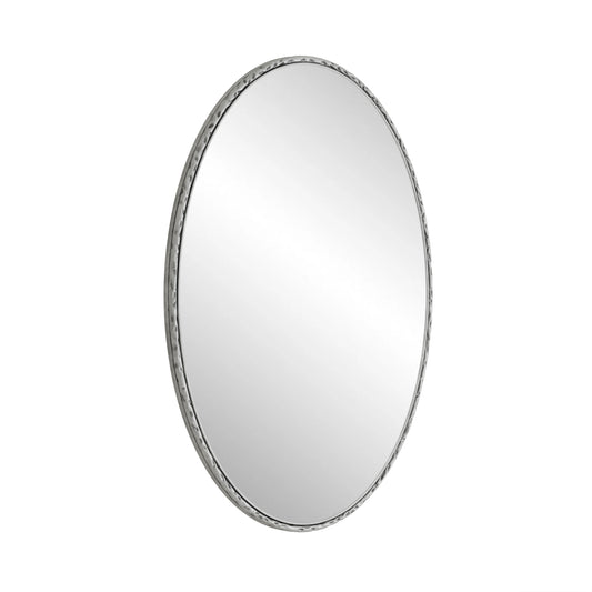 Iron Art Oval Retro Mirror, Antique Effect, Wall Hanging, Suitable For Bathroom, Bedroom, Living Room (Silver)