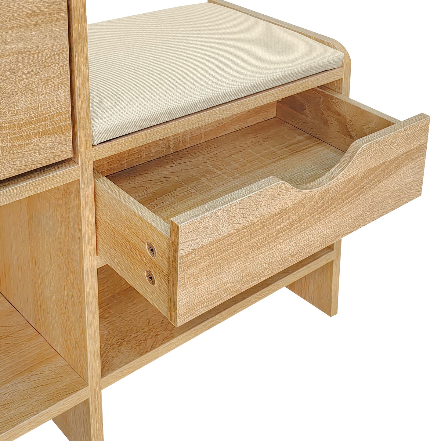 47.2" Shoe Storage Cabinet Rattan Shoe Storage Organizer With 2 Flip Drawers, a Storage Drawer and a Bench For Entryway, and Hallway, Light Brown