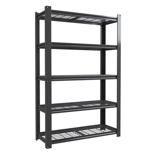 72"H 5-Tier Adjustable Heavy Duty Shelving Metal Mesh Storage Rack (2000 Lbs Loading Capacity) - Metal Shelf Organizer for Pantry, Garage, Kitchen - 35.43"W*15.75"D*72"H - Black