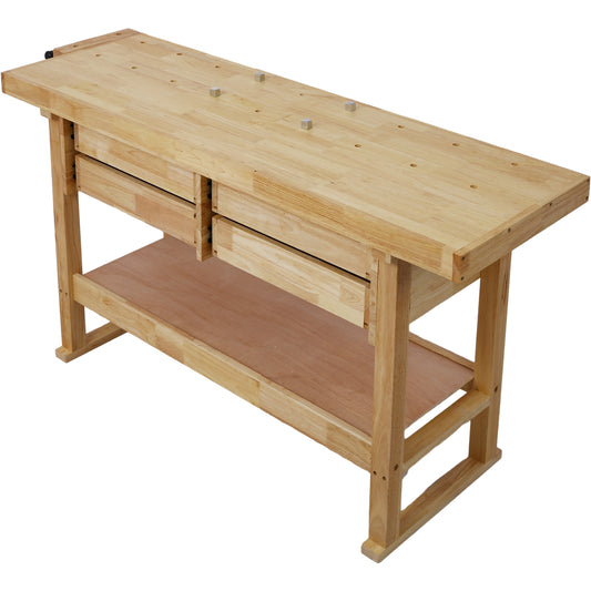 60in Workbench with 4 Drawers Wooden Workbench for Garage Workshop and Home, with Bar Clamps Set 12 inch x 3inch Throat,Pack of 4