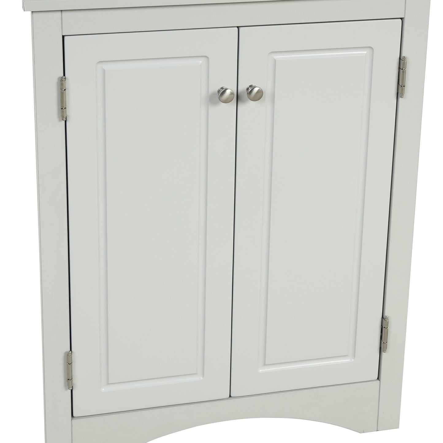 Grey Triangle Bathroom Storage Cabinet with Adjustable Shelves, Freestanding Floor Cabinet for Home Kitchen