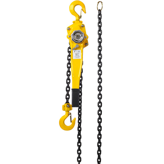 Lever Chain Hoist  1 1/2 Ton 3300LBS Capacity 5 FT Chain Come Along with Heavy Duty Hooks Ratchet Lever Chain Block Hoist Lift Puller